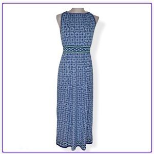 Max Studio Blue Print Sleeveless Jersey Maxi